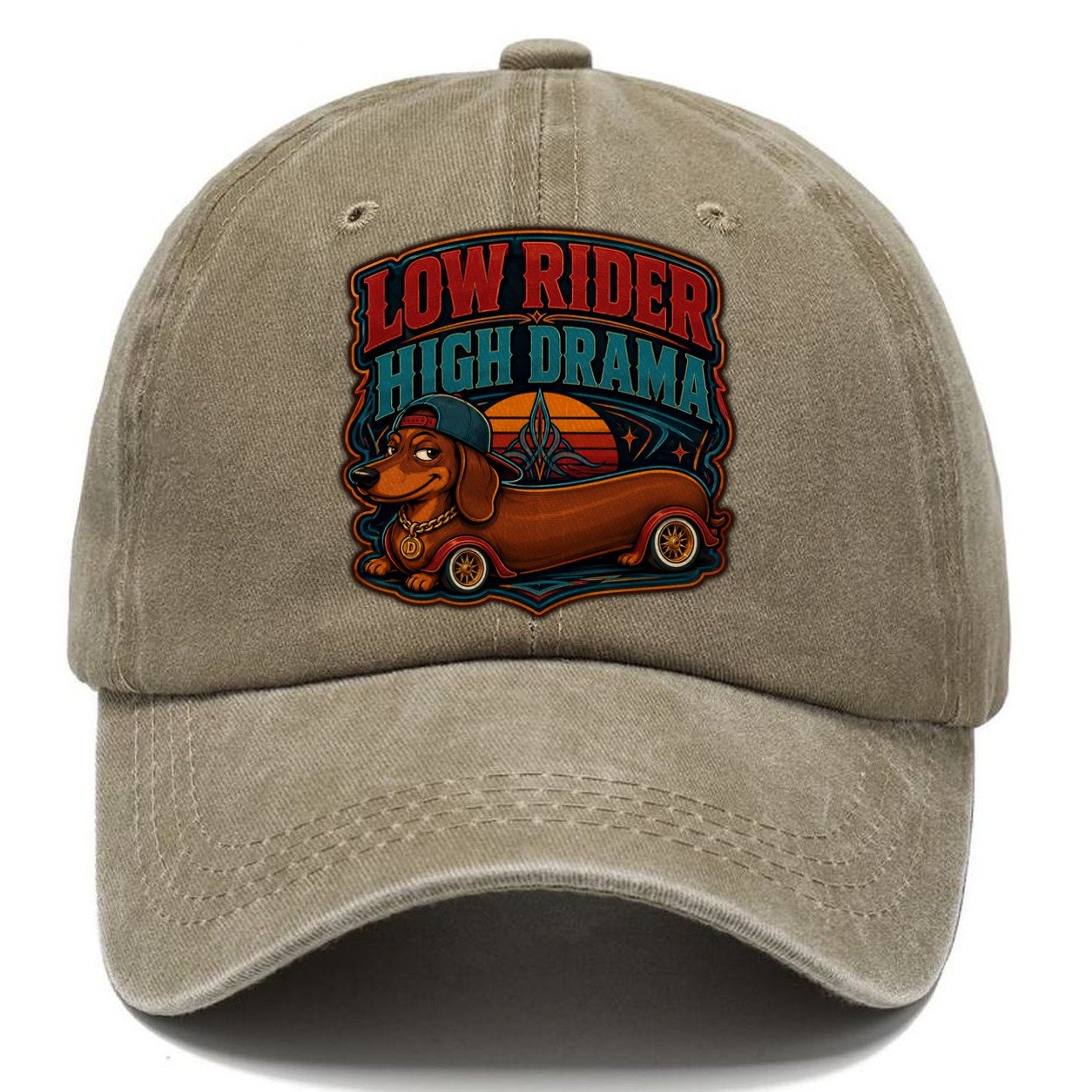 Low Rider High Drama Dachshund Classic Cap – Warm Sand