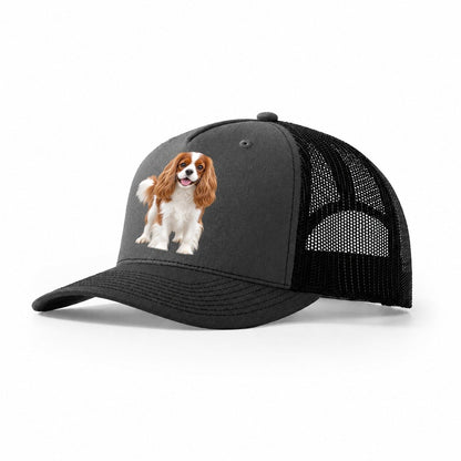 Cavalier King Charles Spaniel Standing Top Breeds Trucker Hat – Dark Grey Black