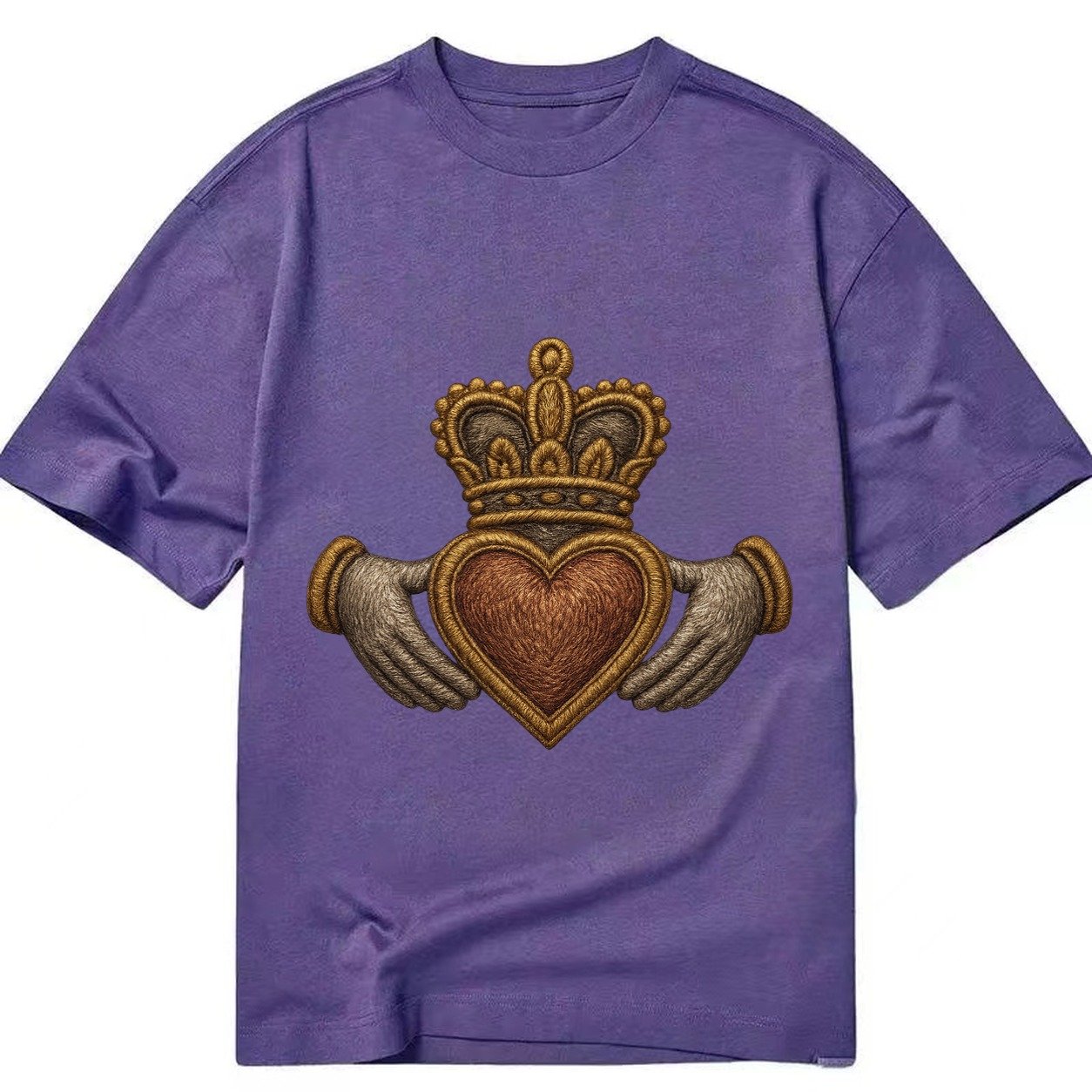 Claddagh Heart Crown Embroidered 0912b9 Classic T-shirt – Purple
