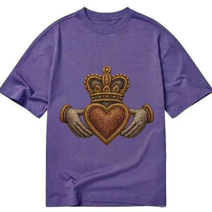 Claddagh Heart Crown Embroidered 0912b9 Classic T-shirt – Purple