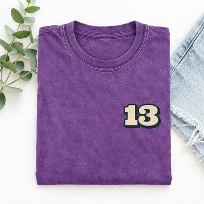 Number 13 Left Chest Vintage T-shirt – Purple