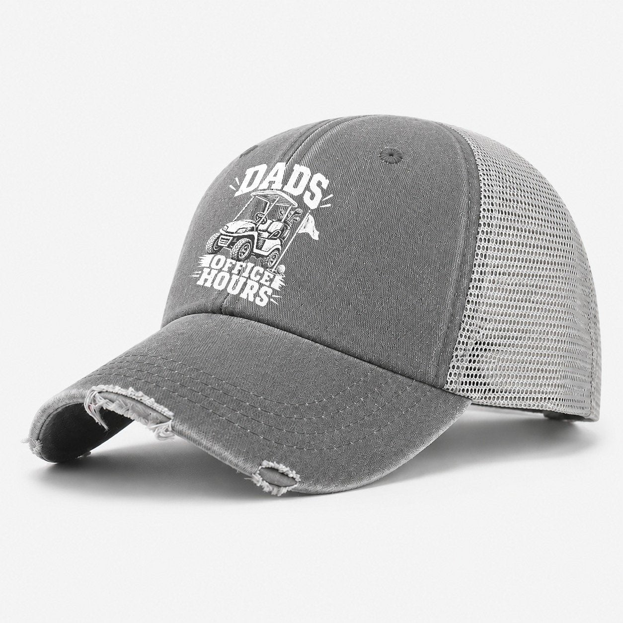 Dads Office Hours Golf Life Washed Trucker Hat – Grey