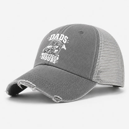 Dads Office Hours Golf Life Washed Trucker Hat – Grey