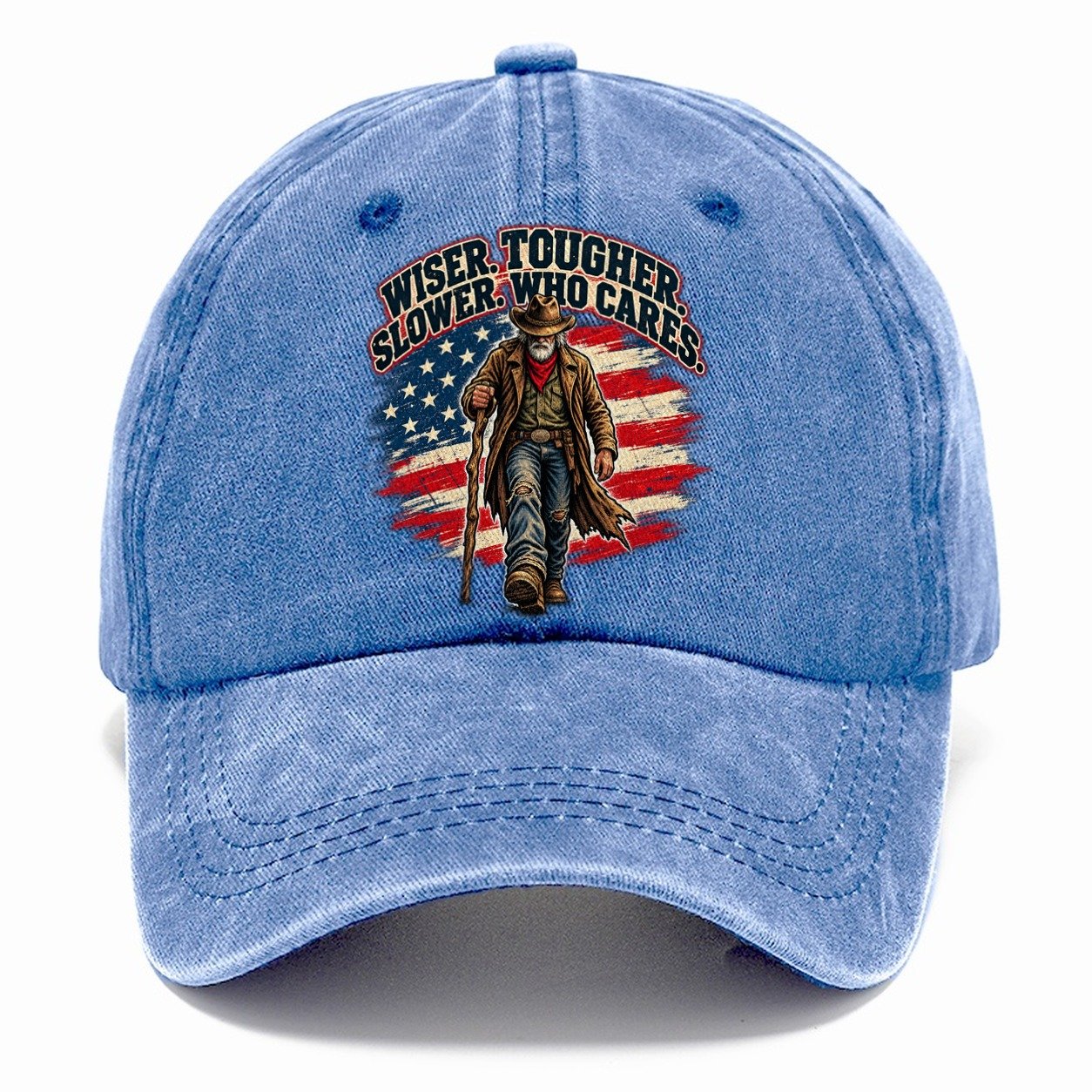 Wiser Tougher Slower Who Cares Old Man Strong Classic Cap – Summer Sky