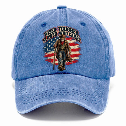 Wiser Tougher Slower Who Cares Old Man Strong Classic Cap – Summer Sky