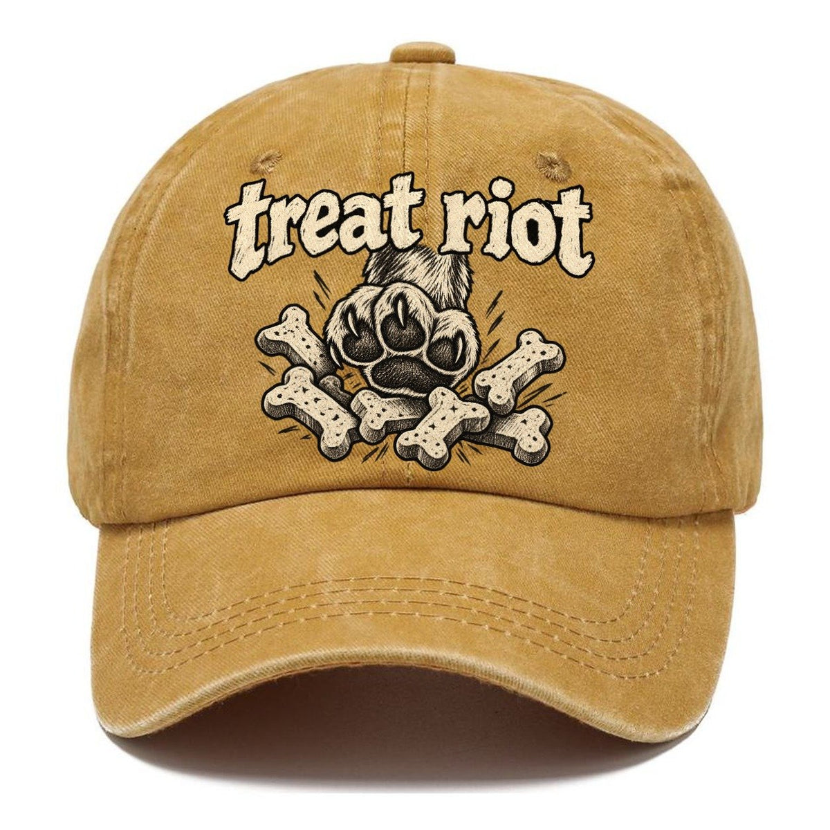 One Raised Dog Paw Above A Tumbling Scatter Of Bone Shaped Biscuits Bark For Me Classic Cap – Golden Harvest
