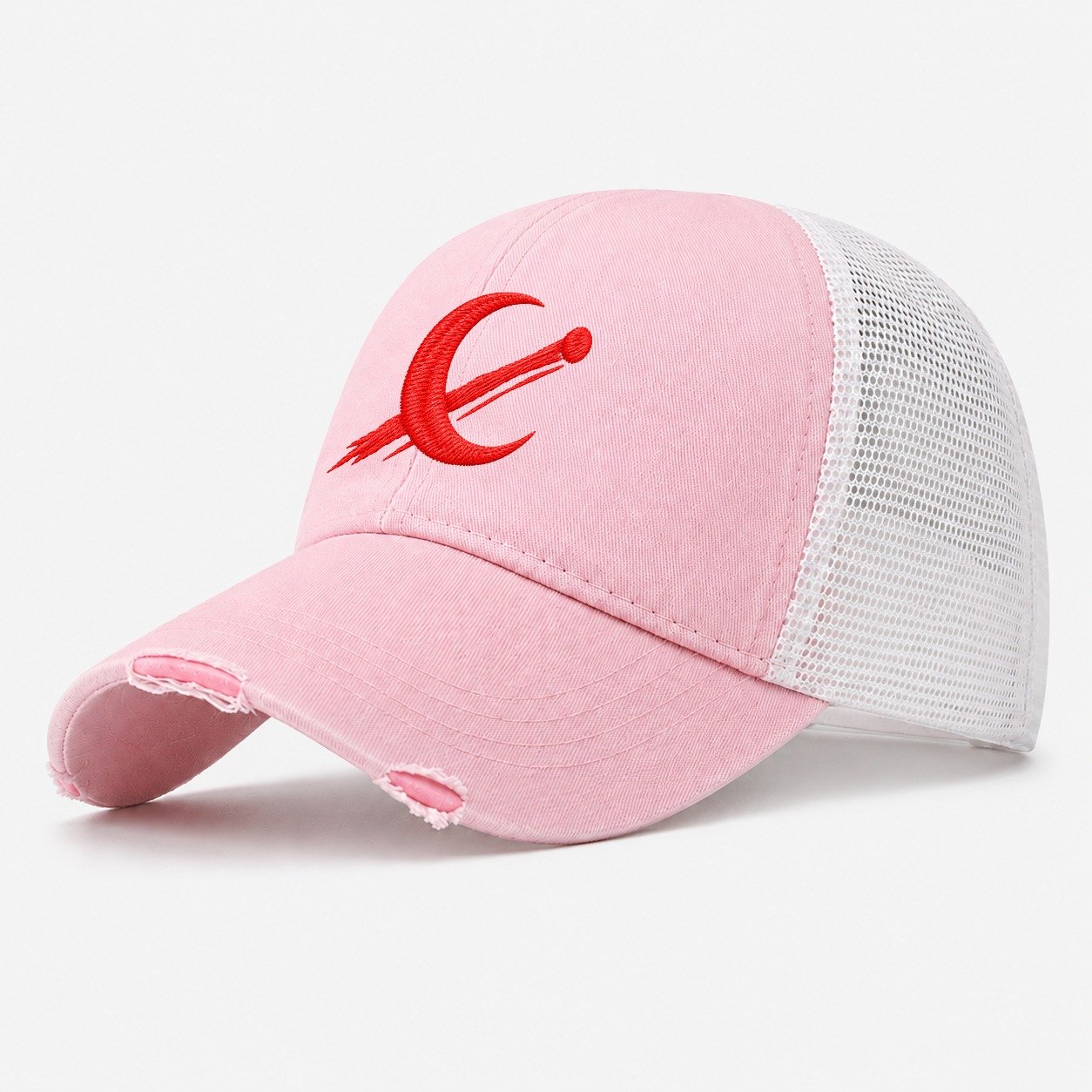 Crescent Meteor Pass Micro Motion Mark Washed Trucker Hat – Light Pink
