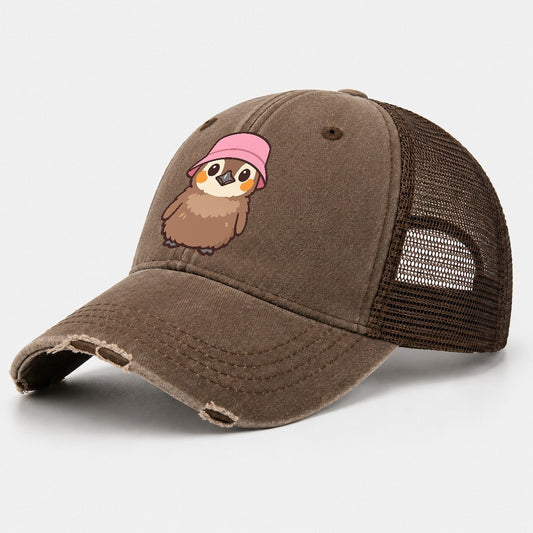 Baby King Penguin Washed Trucker Hat – Coffee