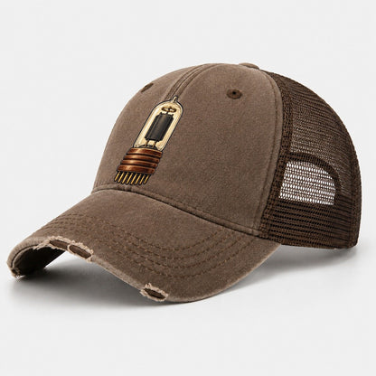 Radio Valve And Brass Pins Amateur Radio Washed Trucker Hat – Coffee