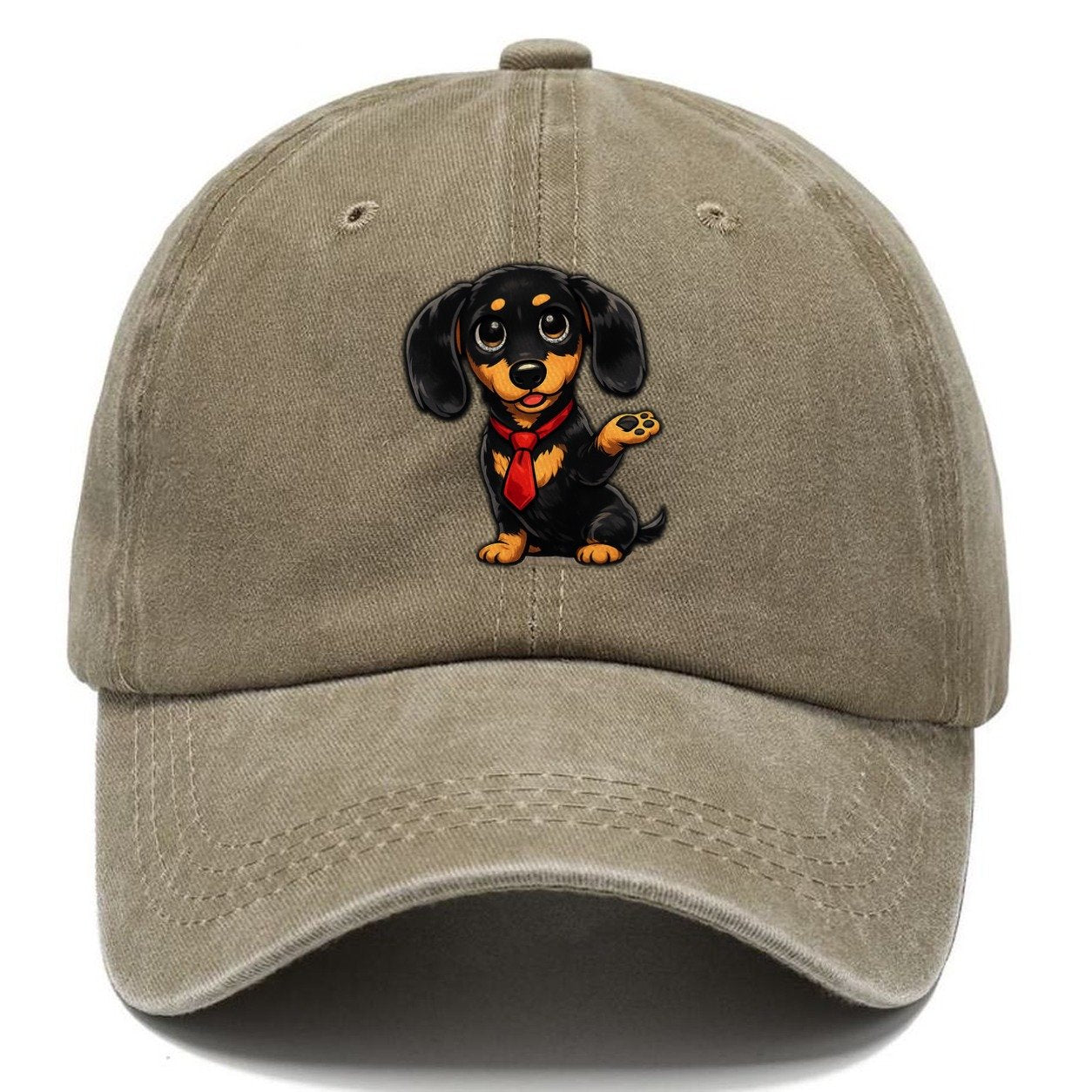 Dachshund Tie Classic Cap – Warm Sand