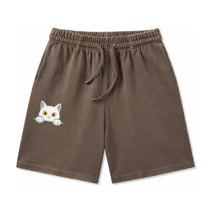 Black Cat Washed Shorts – Coffee