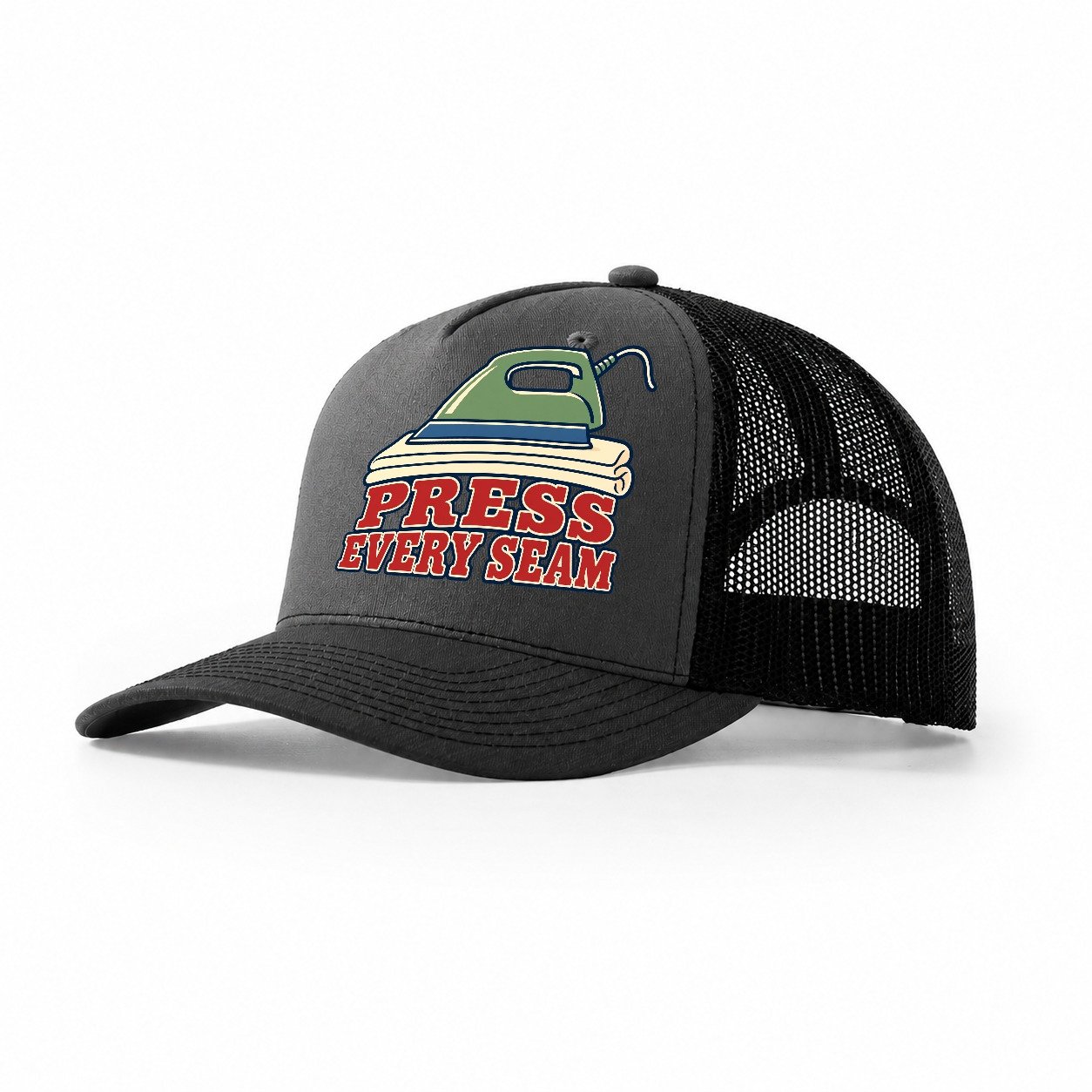 Press Every Seam Sewing And Quilting Trucker Hat – Dark Grey Black