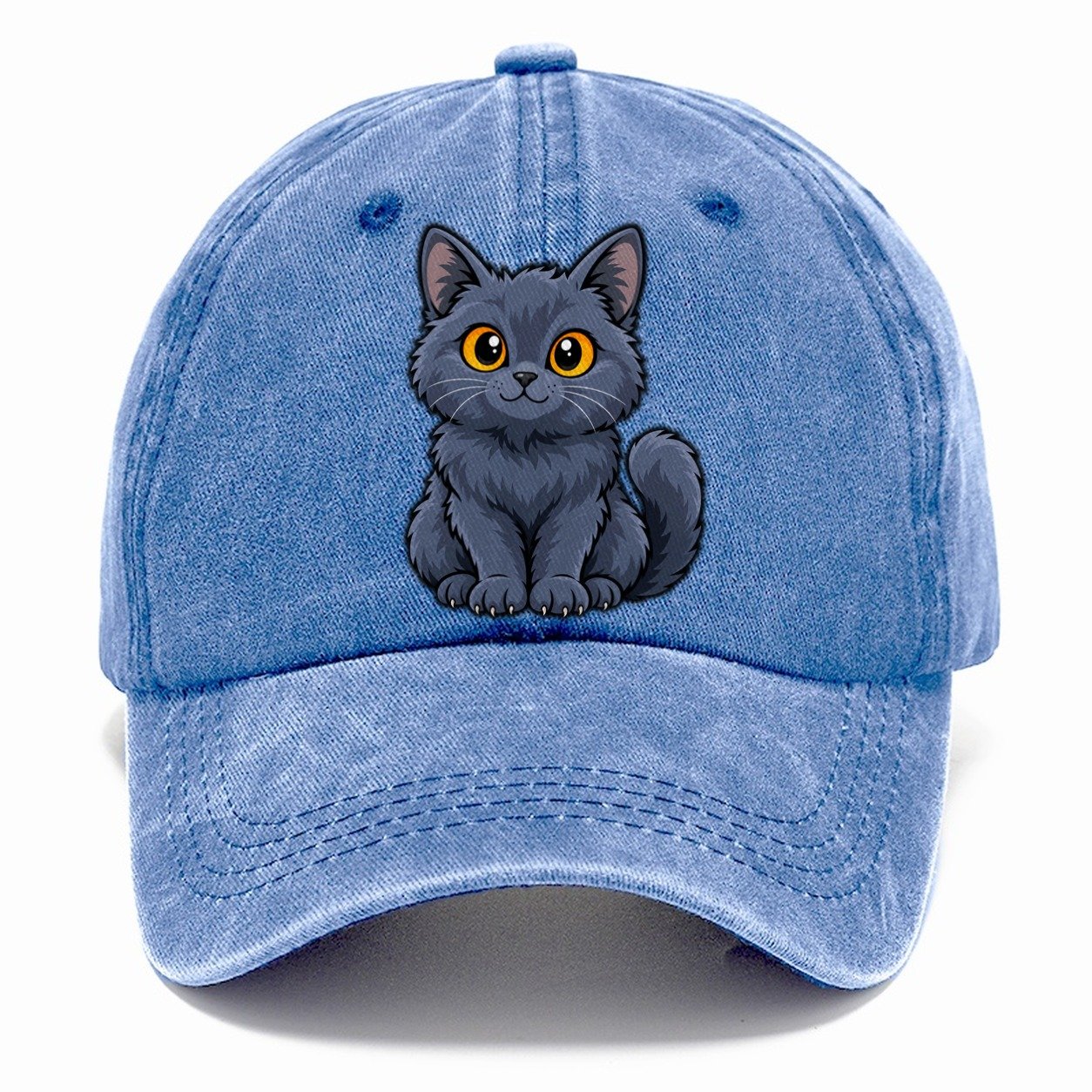 Chartreux Smiling Sit Peeking Cats Classic Cap – Summer Sky