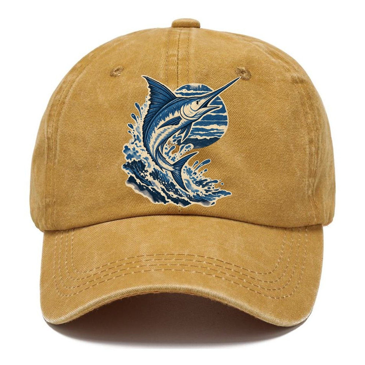Leaping Marlin and Waves Classic Cap – Golden Harvest