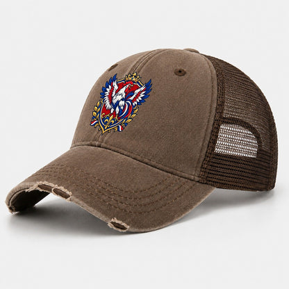 France Heraldic Crest Country Logos Washed Trucker Hat – Coffee