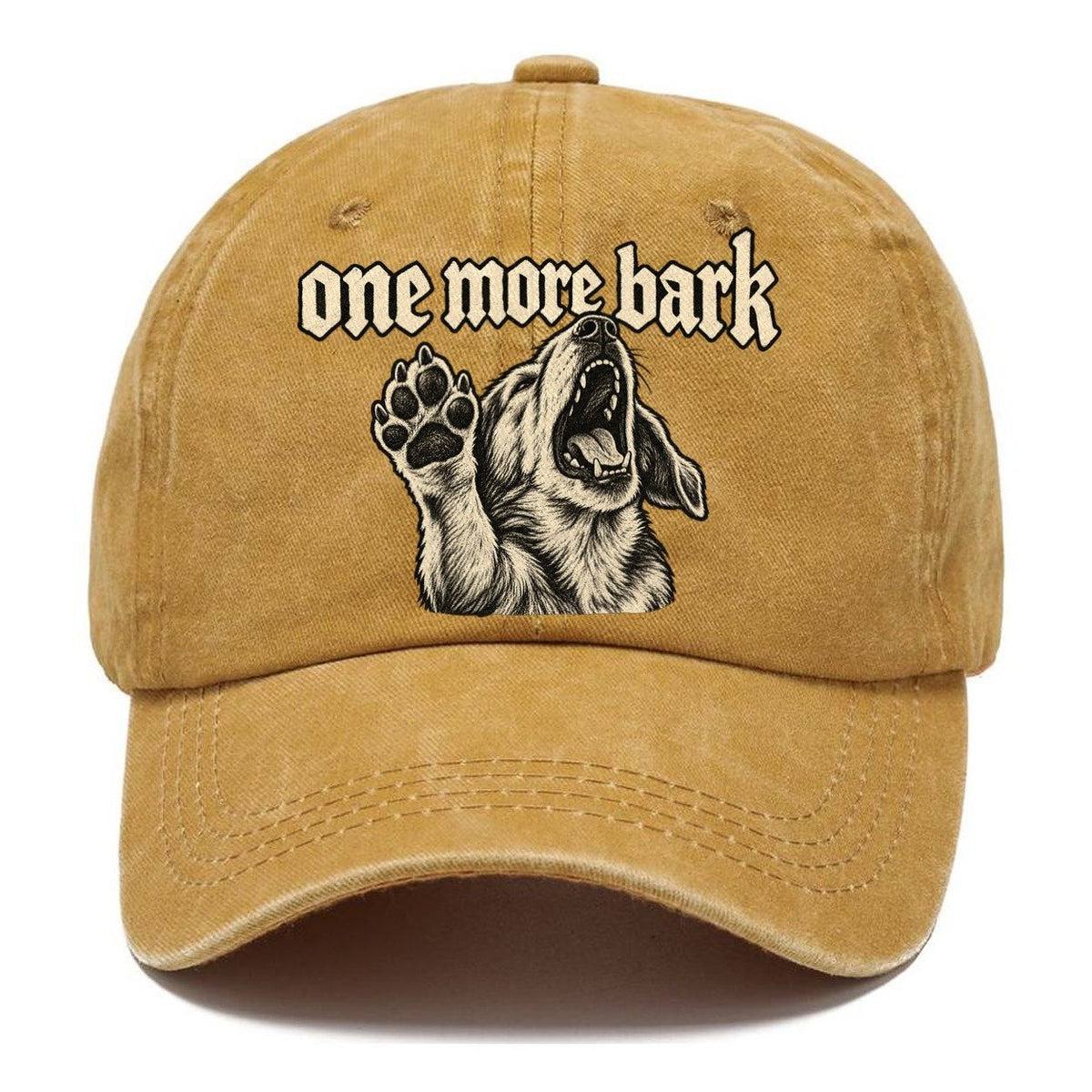 A Dog Head Mid Howl With One Front Paw Raised To The Viewer Bark For Me Classic Cap – Golden Harvest