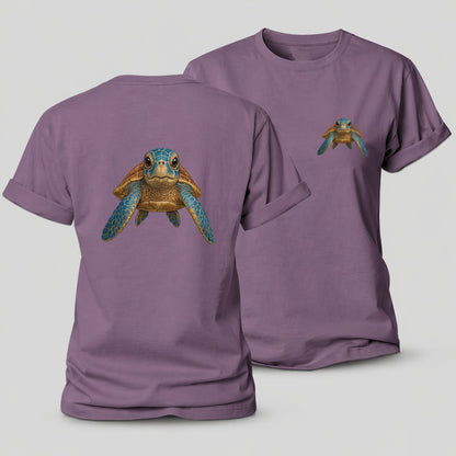 Sea Turtle Serenity Women's Cotton T-Shirt – Purple