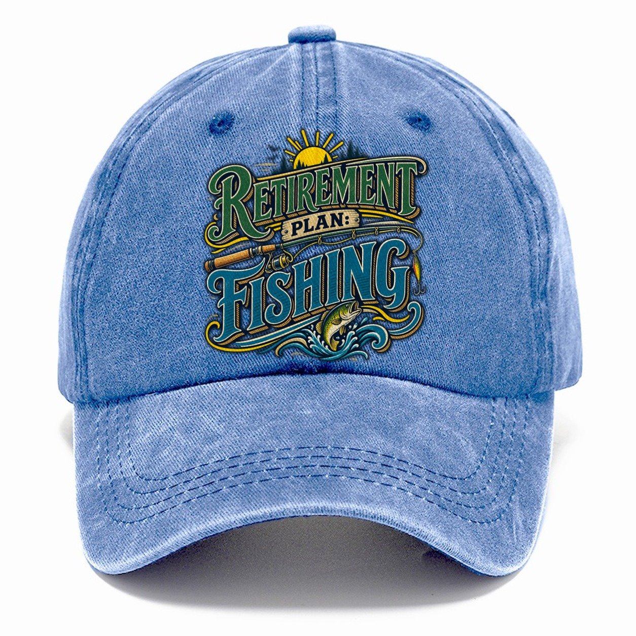 Retirement Plan Fishing Retired Living Classic Cap – Summer Sky