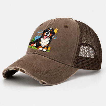 Bernese Mountain Dog Washed Trucker Hat – Coffee