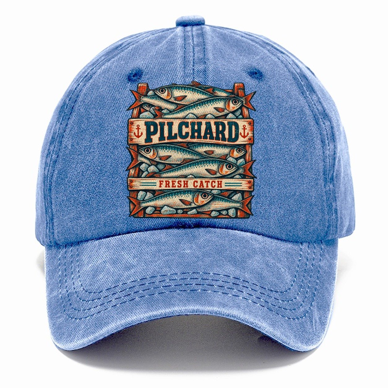 Pilchard Crate Row Fishing Club Classic Cap – Summer Sky