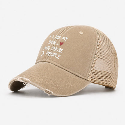 I Like My Dog And Maybe 3 People Washed Trucker Hat – Khaki