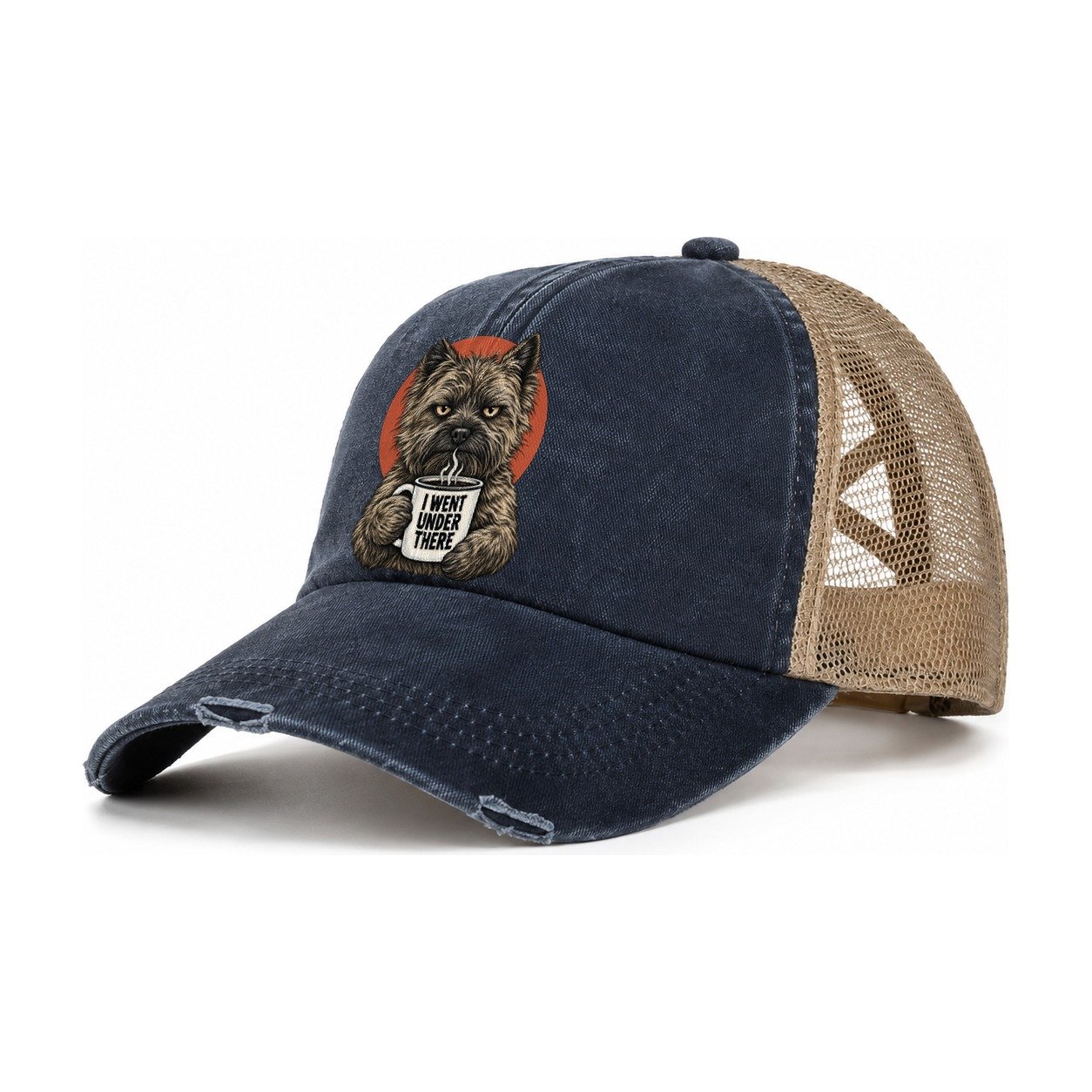 Cairn Terrier Mug Truths Dog Mug Truths Women's Ponytail Trucker Hat – Navy Khaki
