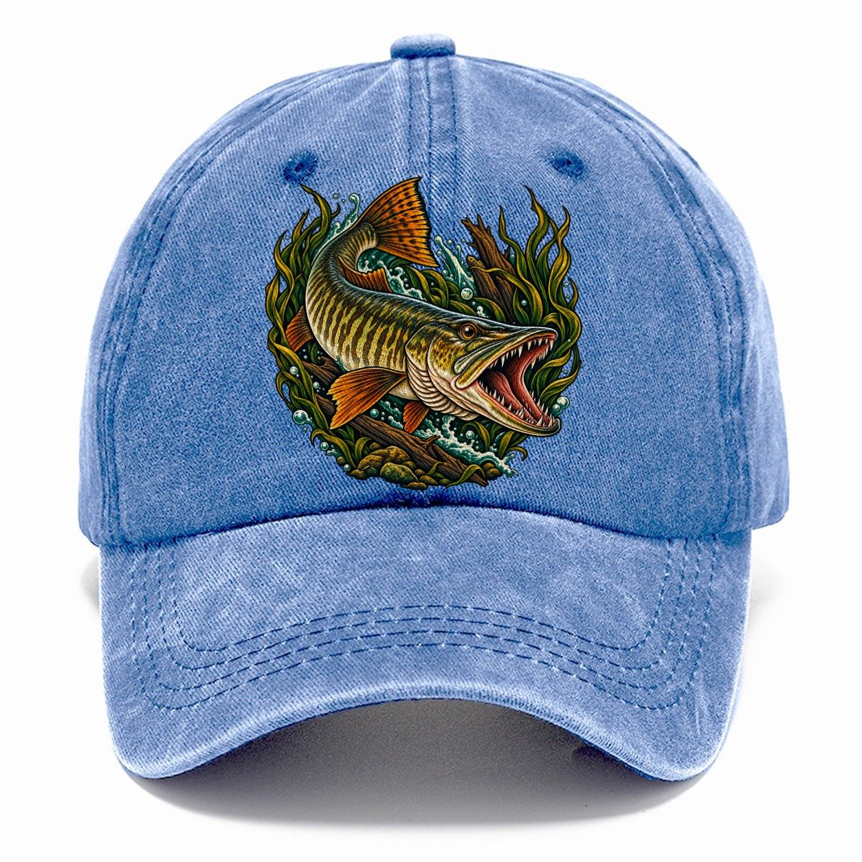 Muskie Ambush Fishing Club Classic Cap – Summer Sky