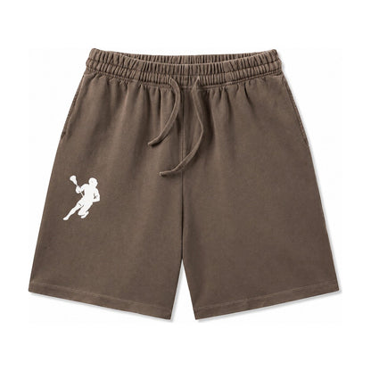 Lacrosse Player Cradling Stick Washed Shorts – Coffee