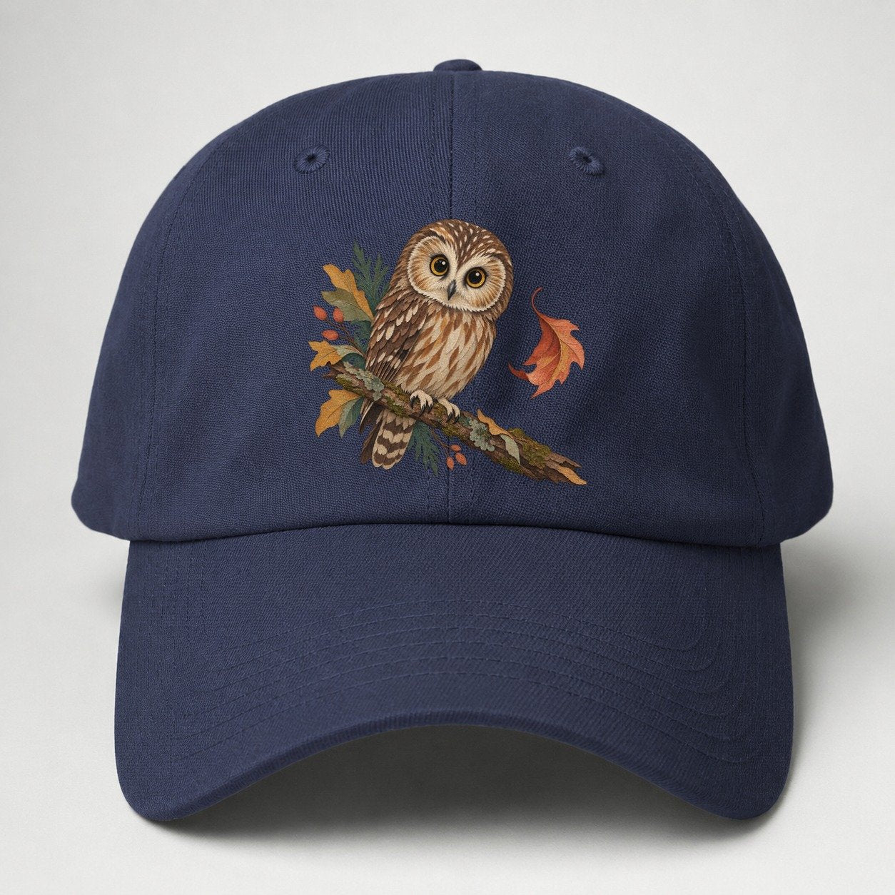 Owl Falling Leaf Gentle Wild Baseball Cap – Twilight Navy