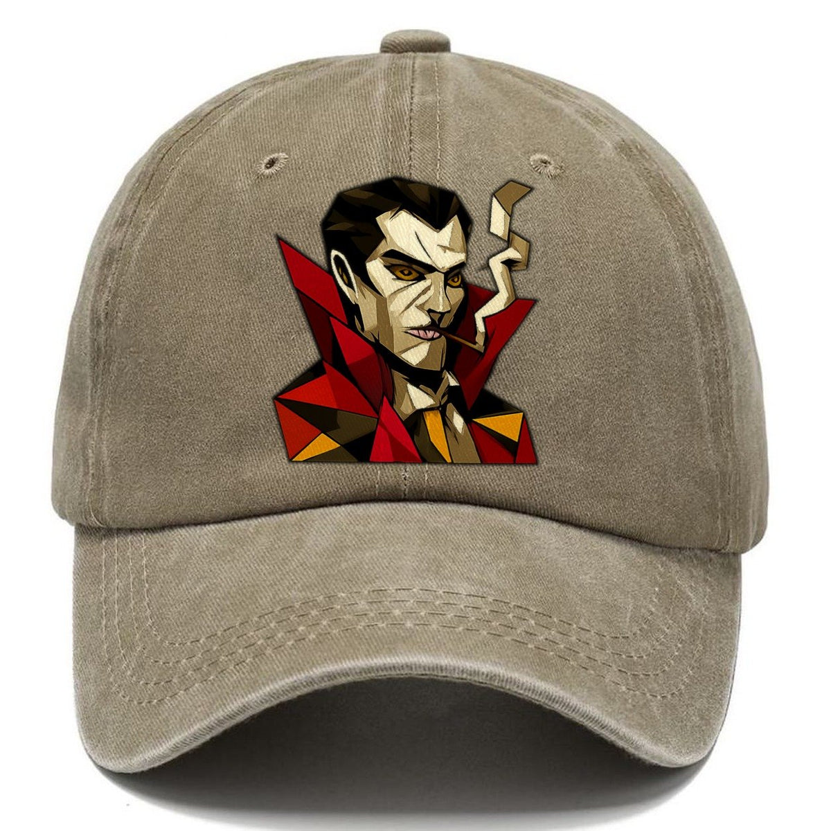 Vampire Portrait Fangs Classic Cap – Warm Sand