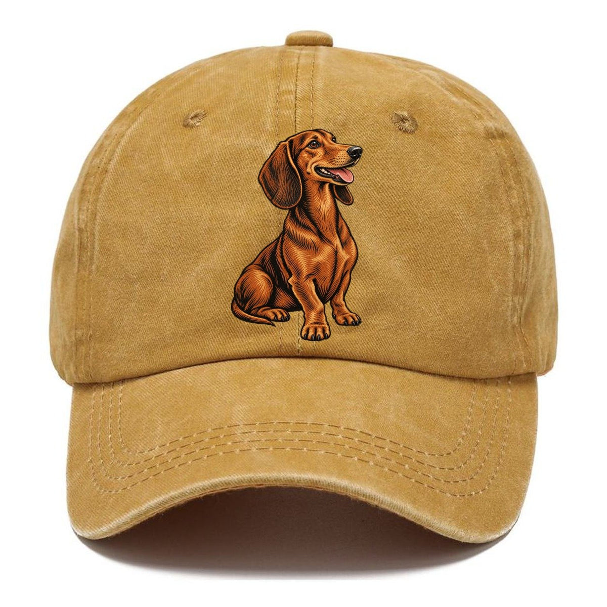 Happy Dachshund Portrait Classic Cap – Golden Harvest