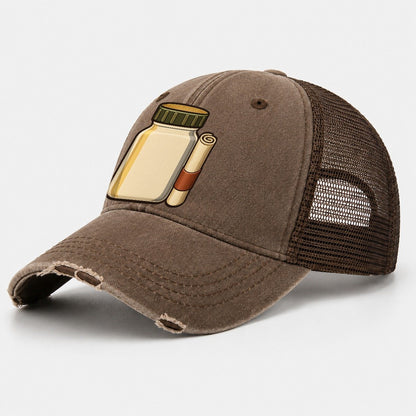 Jar Cache And Log Roll Geocaching Washed Trucker Hat – Coffee