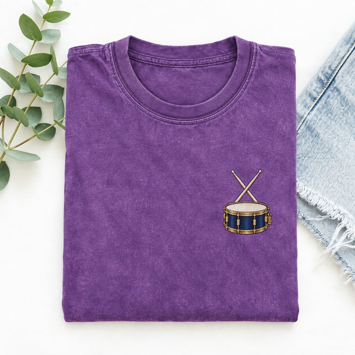 Snare Drum Symbol Emblems Left Chest Vintage T-shirt – Purple