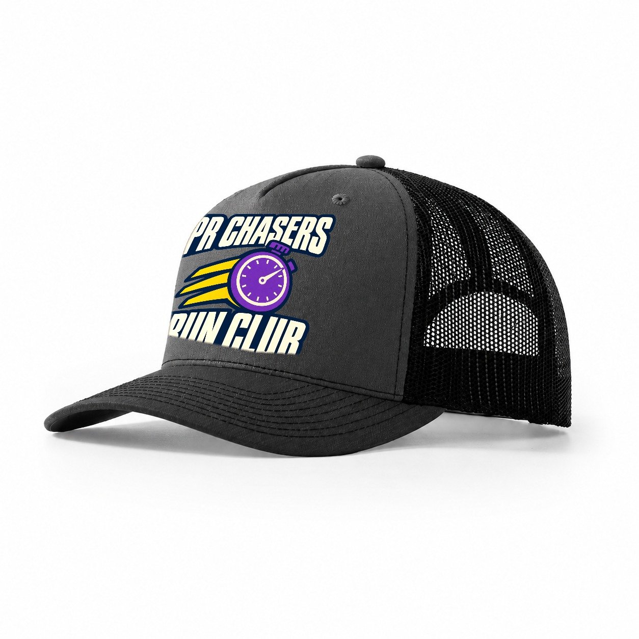 Pr Chasers Run Club 90S Running Clubs Trucker Hat – Dark Grey Black
