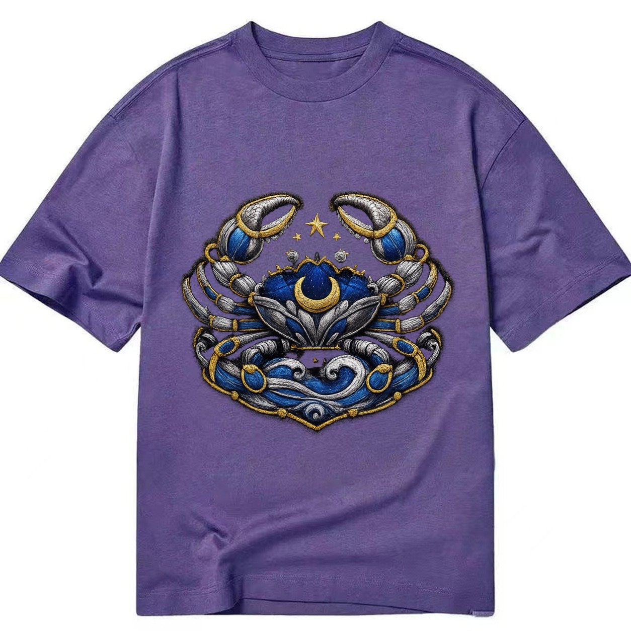 Embroidered Patch Design Cancer Crab Protective Crab In Silv Classic T-shirt – Purple