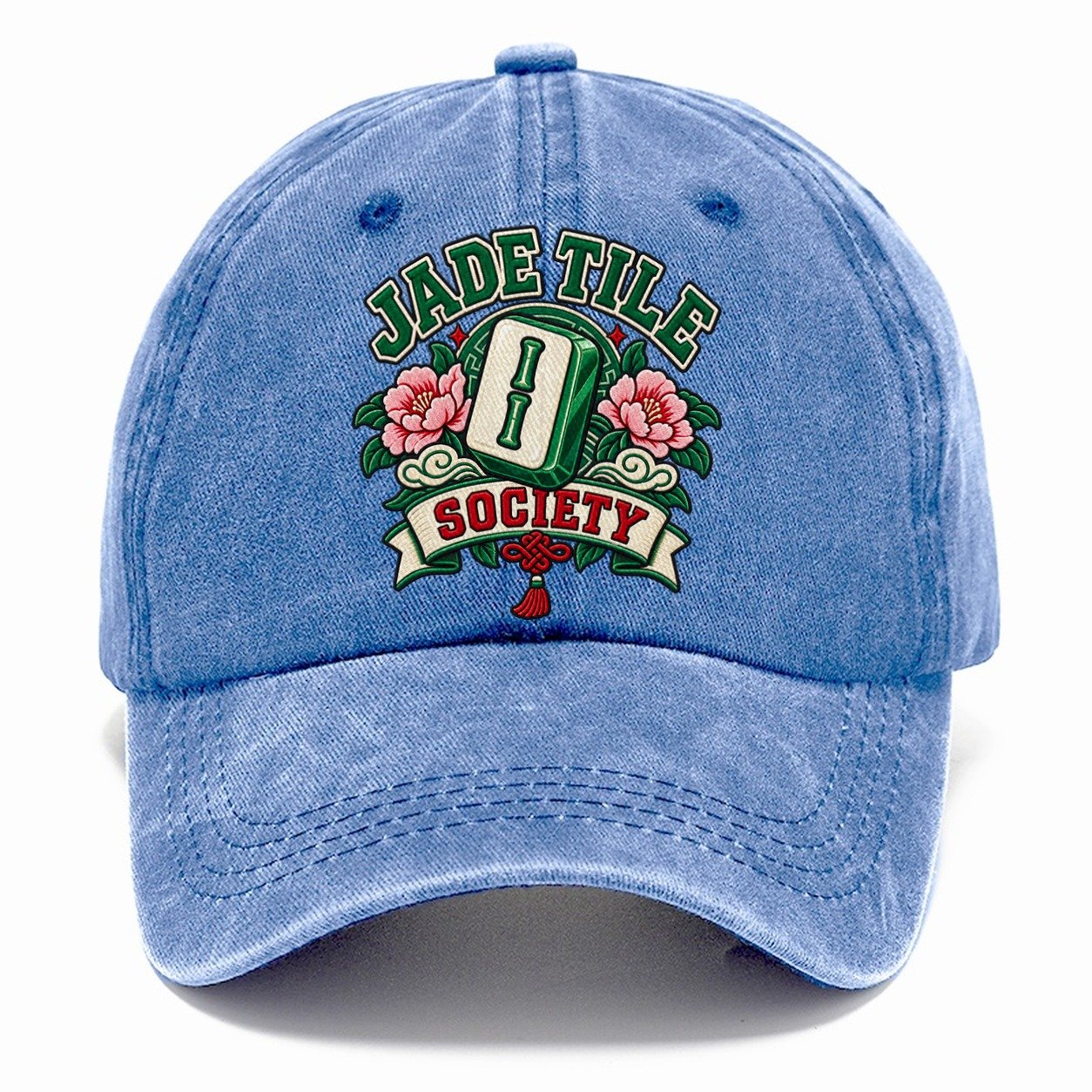 Jade Tile Society Mahjong Game Night Classic Cap – Summer Sky