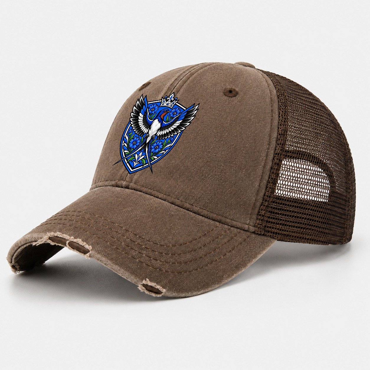 Estonia Heraldic Crest Country Logos Washed Trucker Hat – Coffee