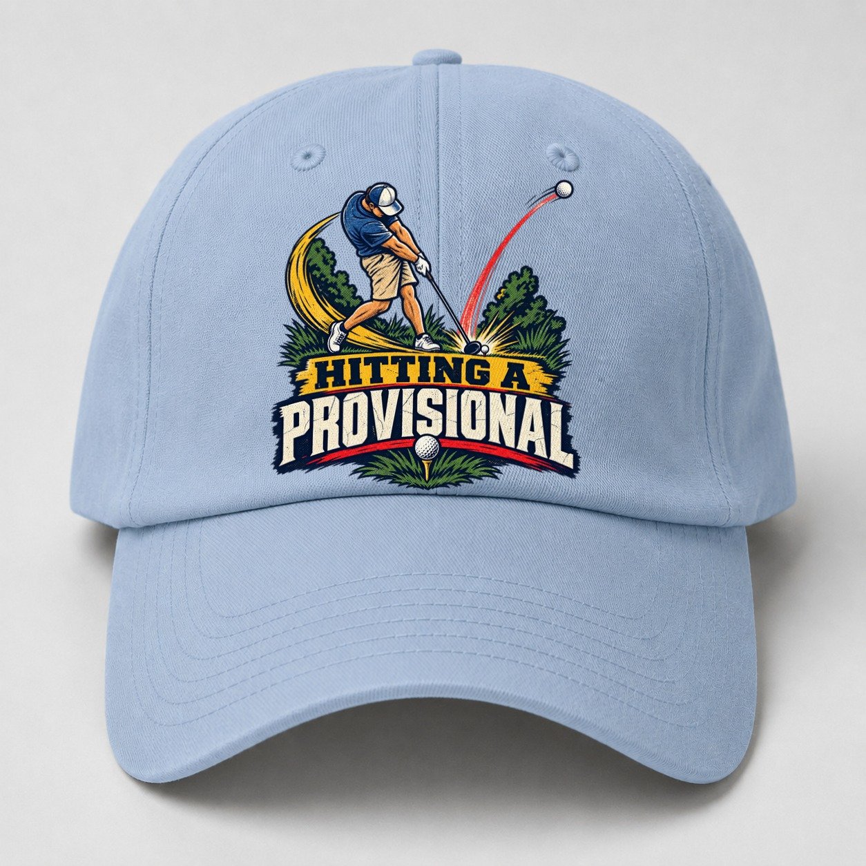 Hitting A Provisional Golf Life Baseball Cap – Light Blue