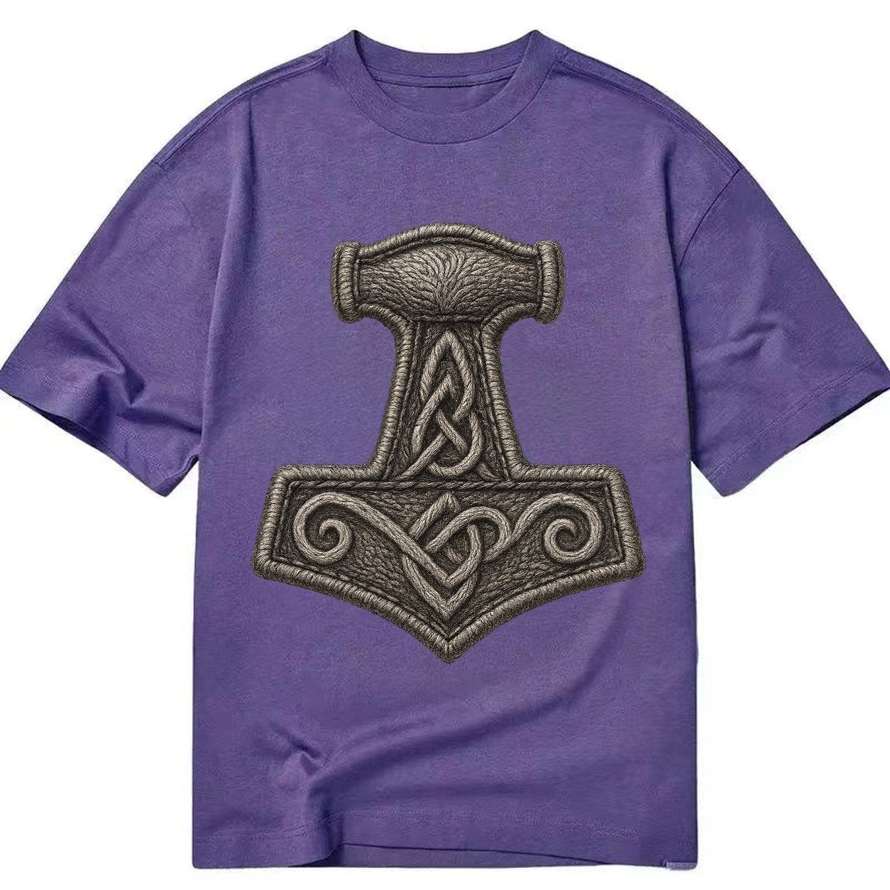 Mjolnir Thors Hammer Silver Thread Norse Protection Classic T-shirt – Purple