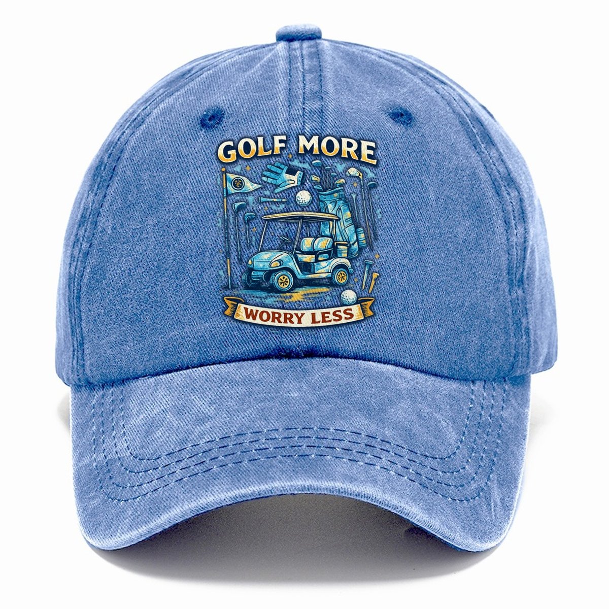 Golf More Worry Less Classic Cap – Summer Sky