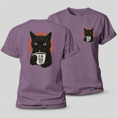 Is He Dead Yet Cat Women's Cotton T-Shirt – Purple