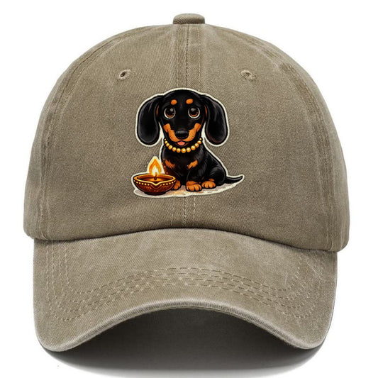 Dachshund Diwali Celebration Classic Cap – Warm Sand