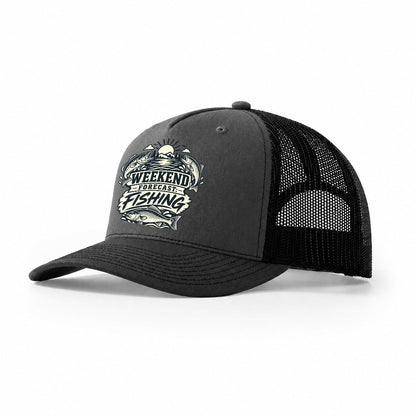 Weekend Forecast Fishing Fishing Elegant Trucker Hat – Dark Grey Black