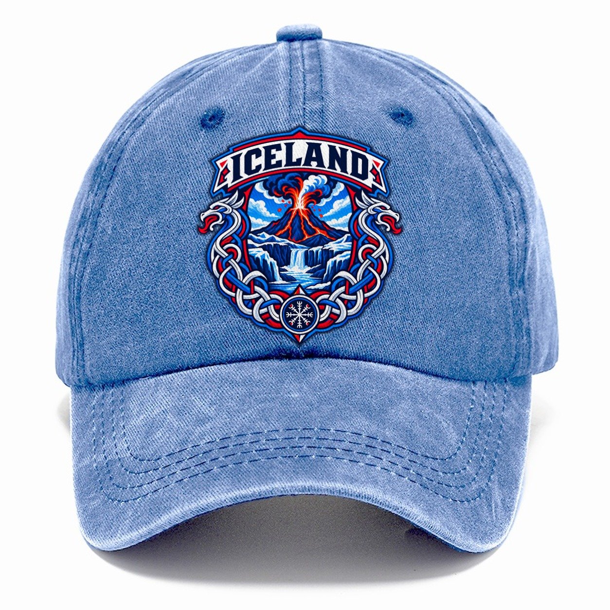 Iceland Retro Badge Country Logos Classic Cap – Summer Sky
