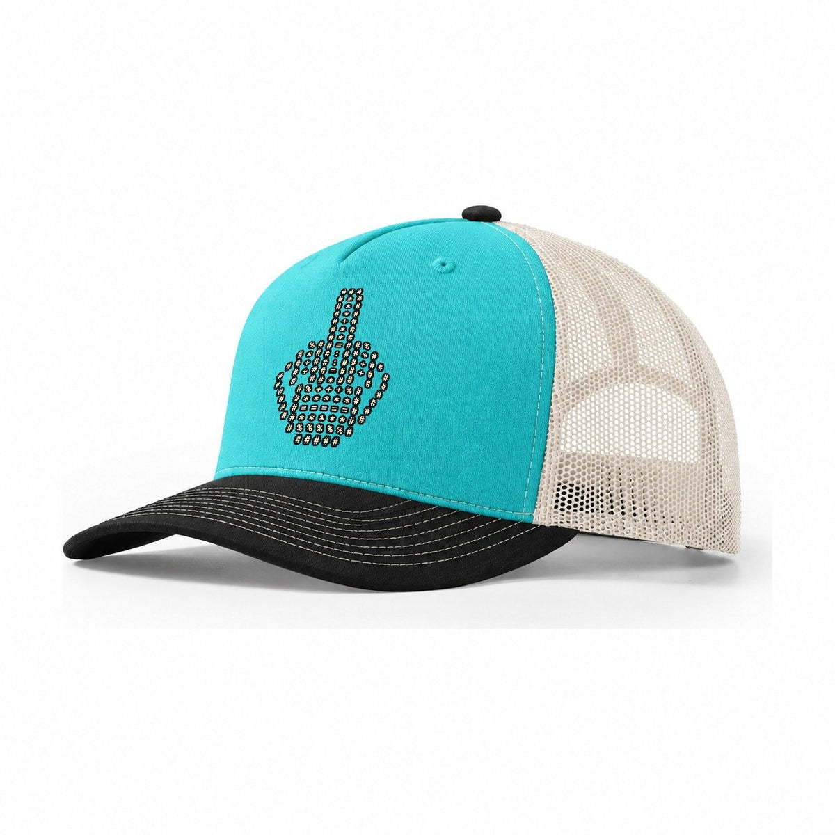 Defiant Hand Trucker Hat – Aqua Black White