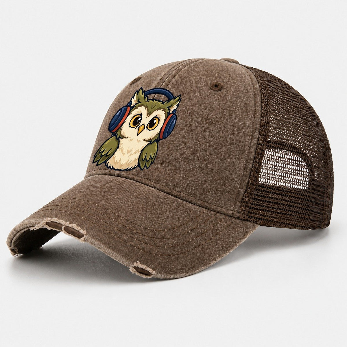 Night Watch Owl Amateur Radio Washed Trucker Hat – Coffee