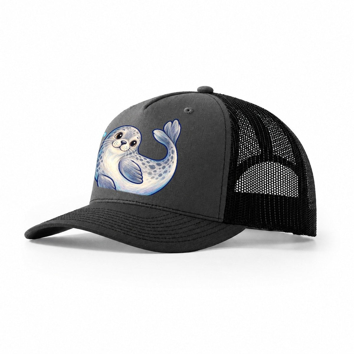 Seal Side Roll Sea Sprite Trucker Hat – Dark Grey Black