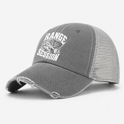 Range Session Golf Life Washed Trucker Hat – Grey