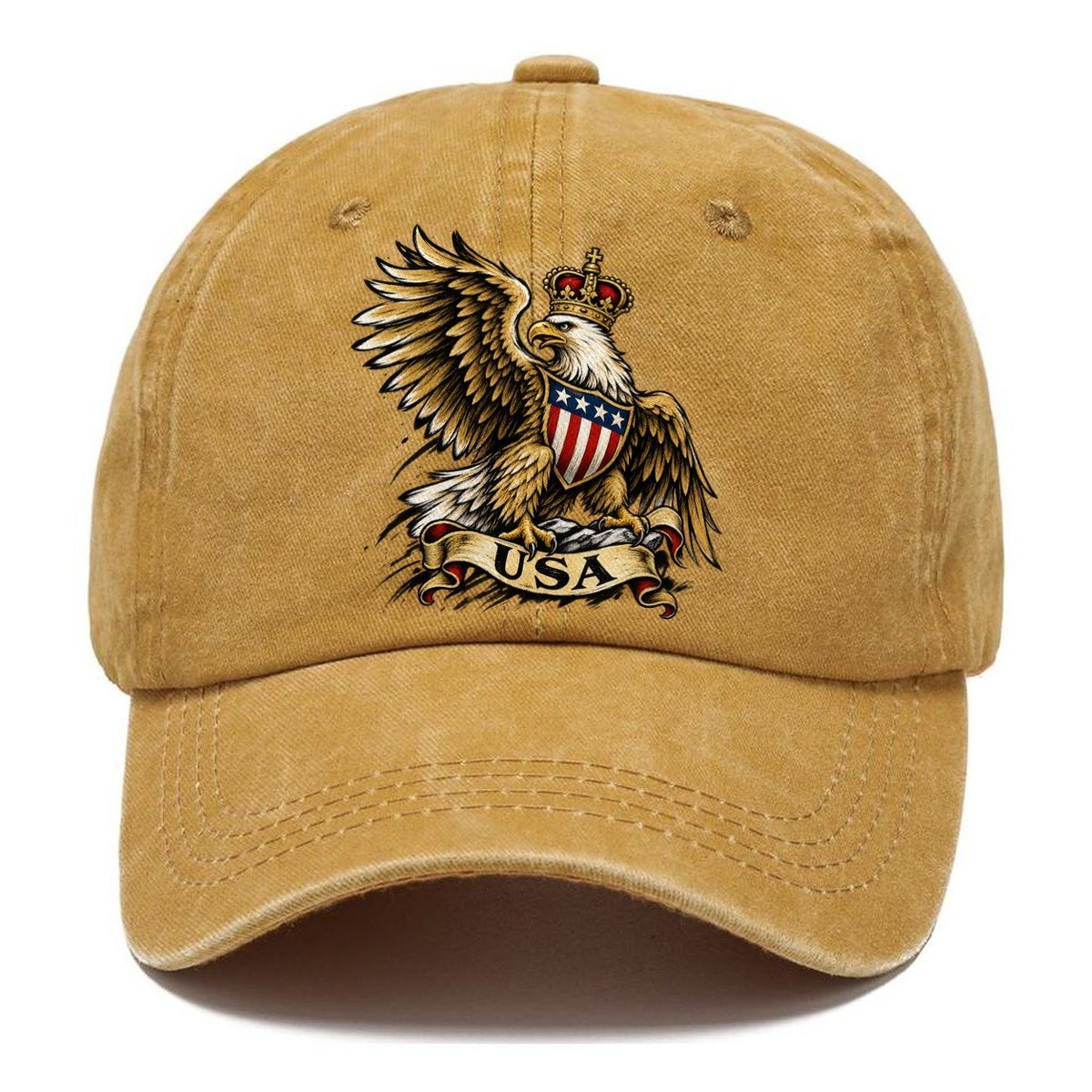 Crowned Eagle USA Shield Classic Cap – Golden Harvest