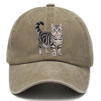 American Shorthair Standing Three Quarter Realistic Cat Portrait Classic Cap – Warm Sand